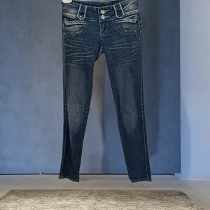 Dark Wash Women's Skinny Jeans - Dark Blue